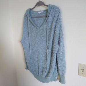 Young Fabulous & Broke Sweatshirt Seafoam Fuzzy Oversized Hoodie Comfy Size M/L